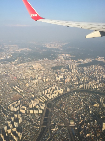  제주-대구간 비행기에서 내려다 본 입재식 당일 대구 시내 전경