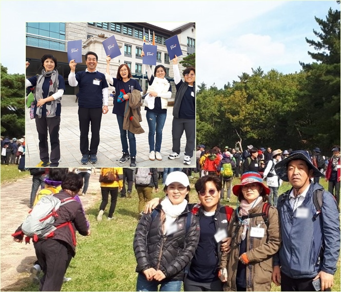 통일의병대회에서 도반들과 함께(위: 한 가운데/ 아래: 오른쪽에서 두 번째)