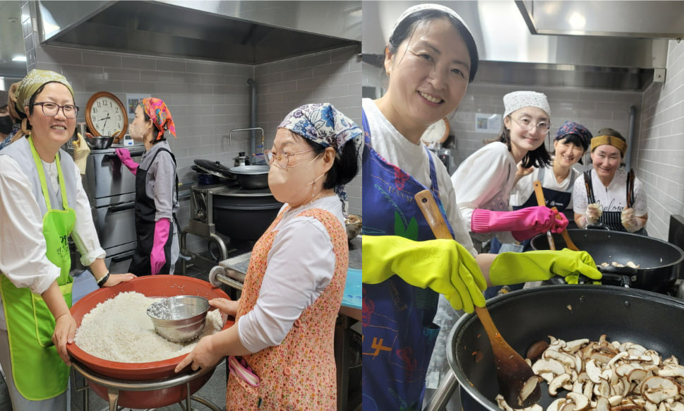 공양 준비하는 도반들