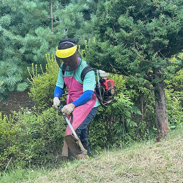 예초 작업 중